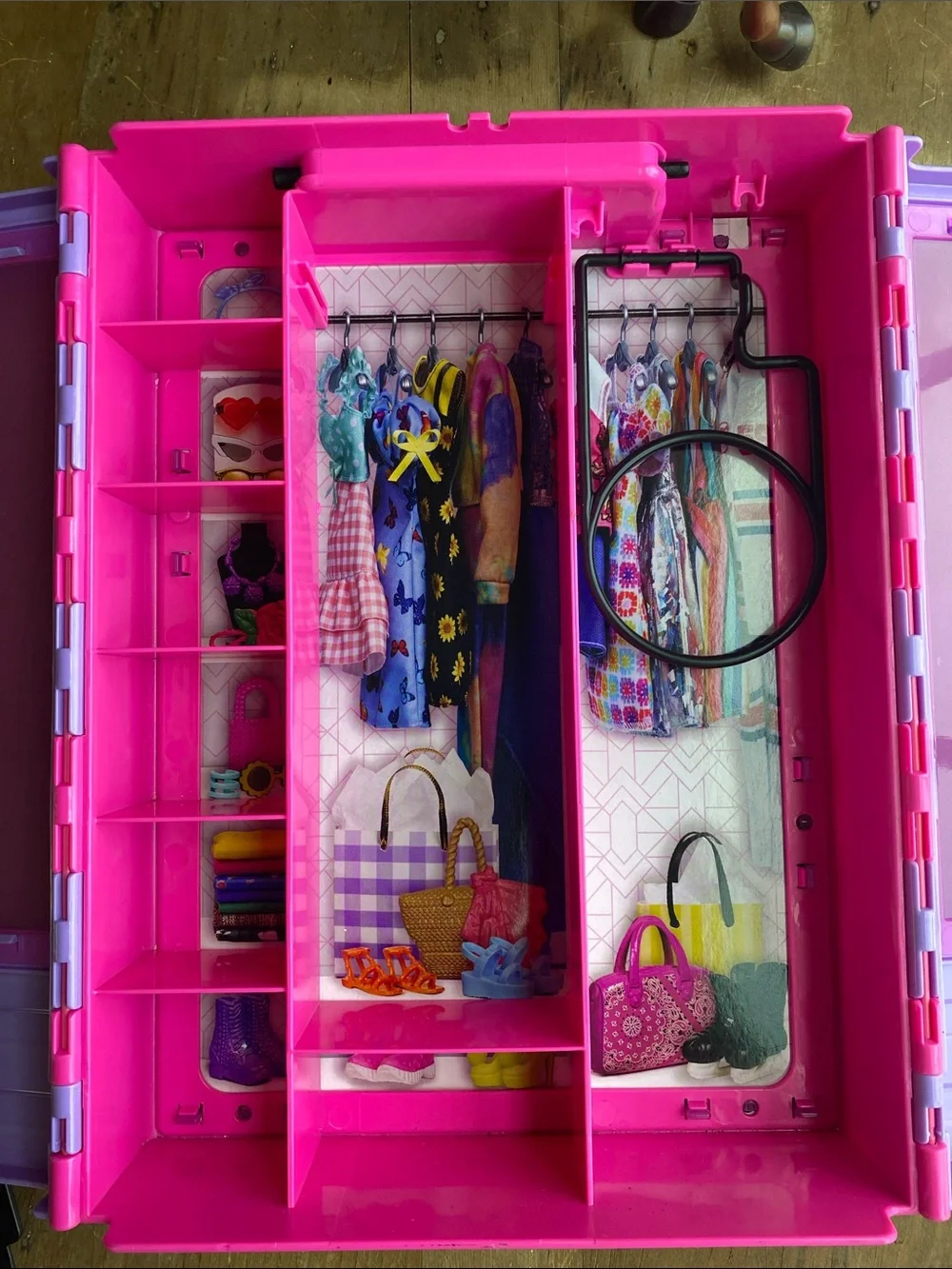 Barbie Lavender and Pink Doll Closet and Mattel Horse